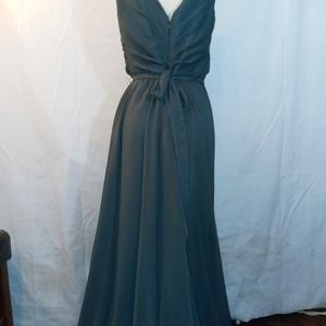 Morilee grey vneck ballgown